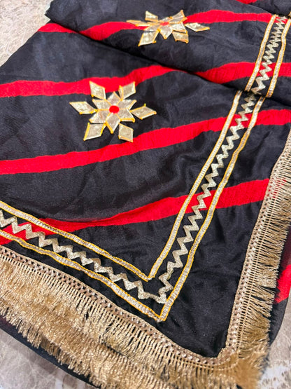PCD New Georgette Leheriya Style With Pitan GotaPatti Work Saree