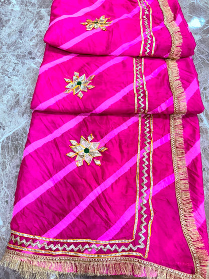 PCD New Georgette Leheriya Style With Pitan GotaPatti Work Saree