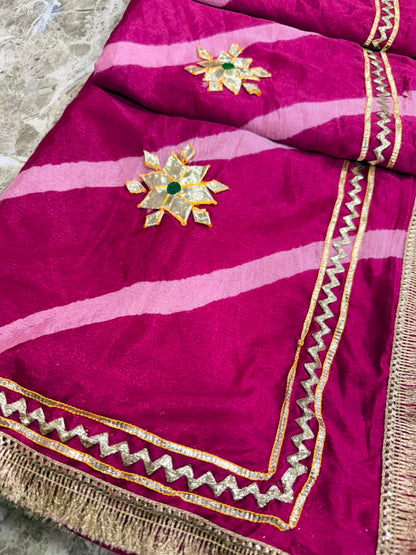 PCD New Georgette Leheriya Style With Pitan GotaPatti Work Saree