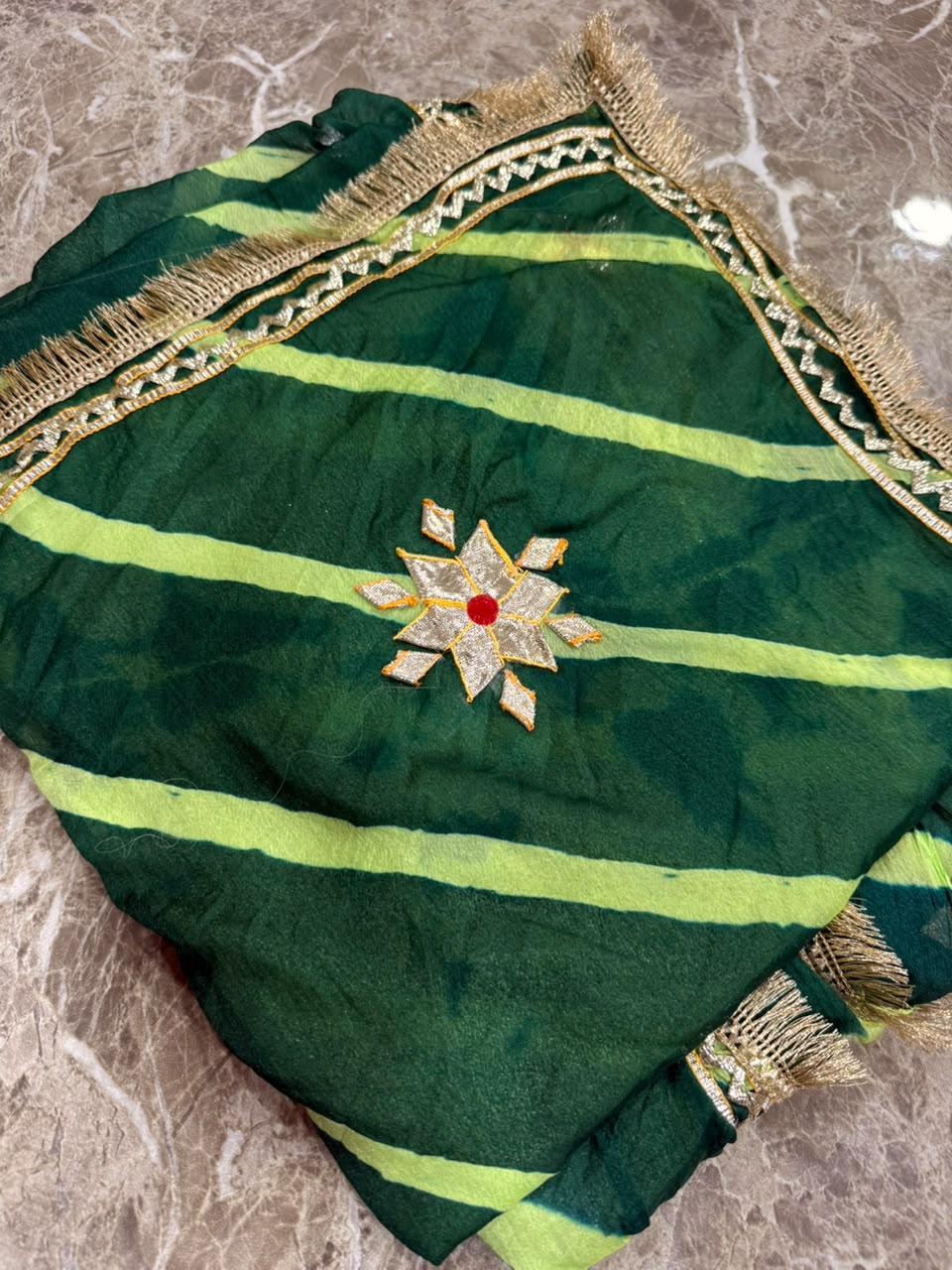 PCD New Georgette Leheriya Style With Pitan GotaPatti Work Saree