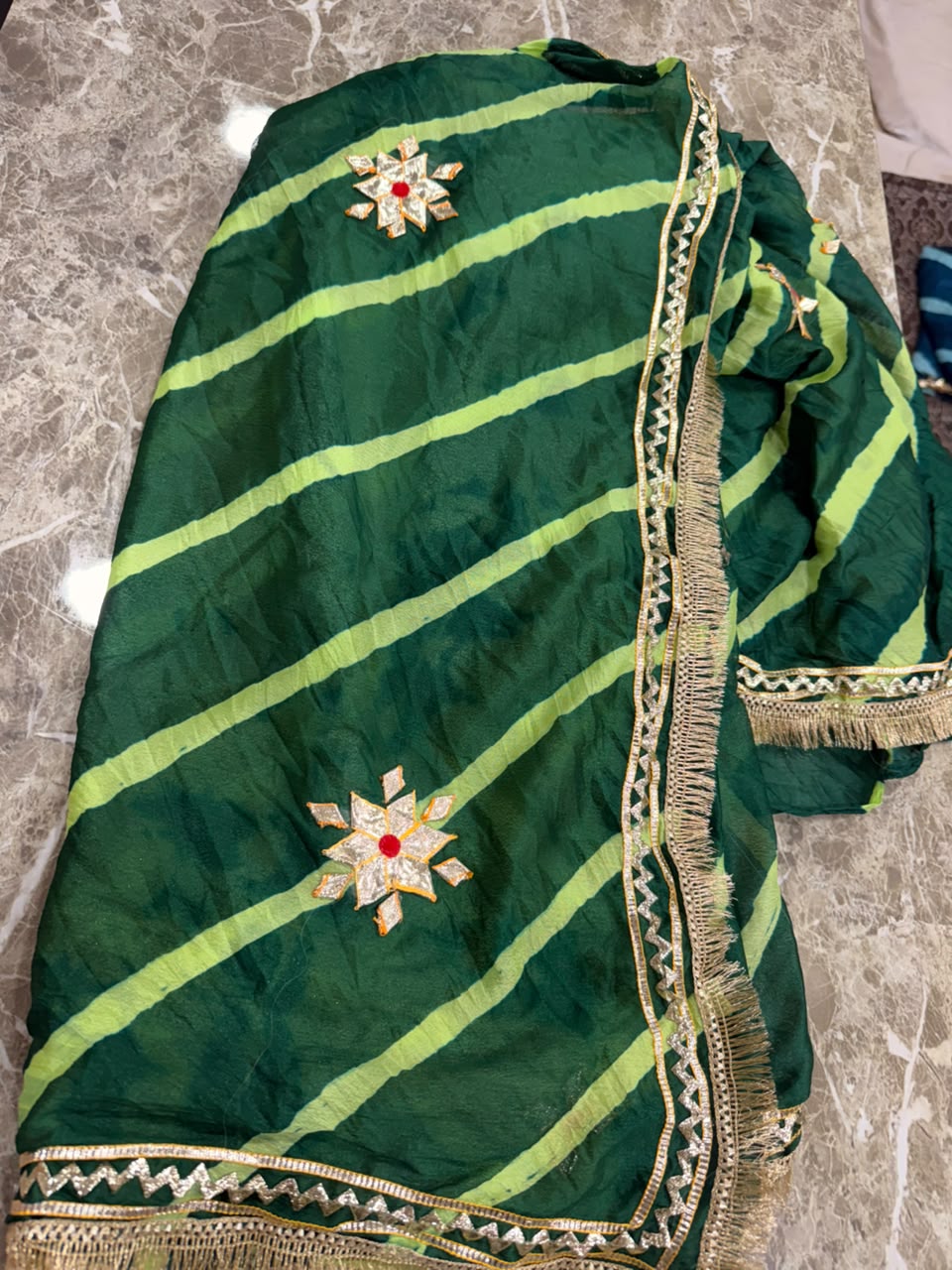 PCD New Georgette Leheriya Style With Pitan GotaPatti Work Saree
