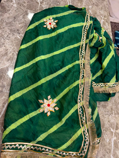 PCD New Georgette Leheriya Style With Pitan GotaPatti Work Saree