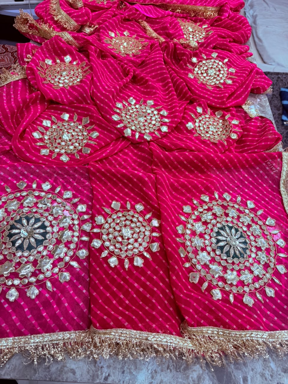 PCD Pure Georgette Mothra With Gota Patti Work Saree