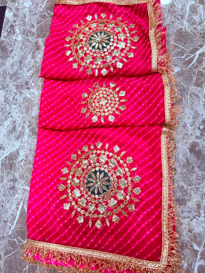 PCD Pure Georgette Mothra With Gota Patti Work Saree