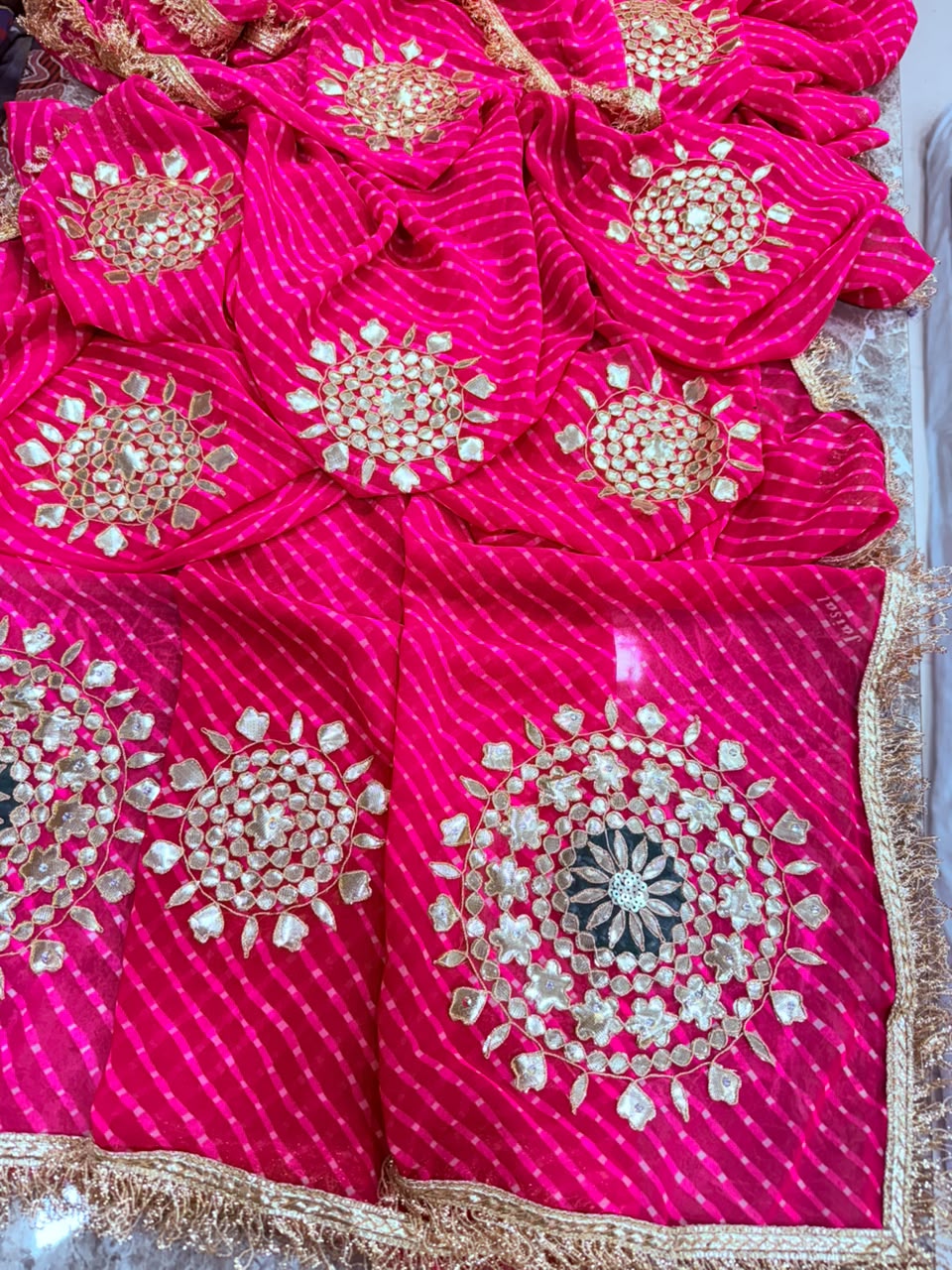 PCD Pure Georgette Mothra With Gota Patti Work Saree