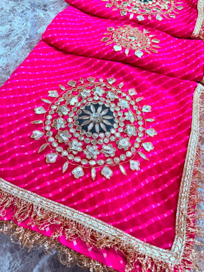 PCD Pure Georgette Mothra With Gota Patti Work Saree