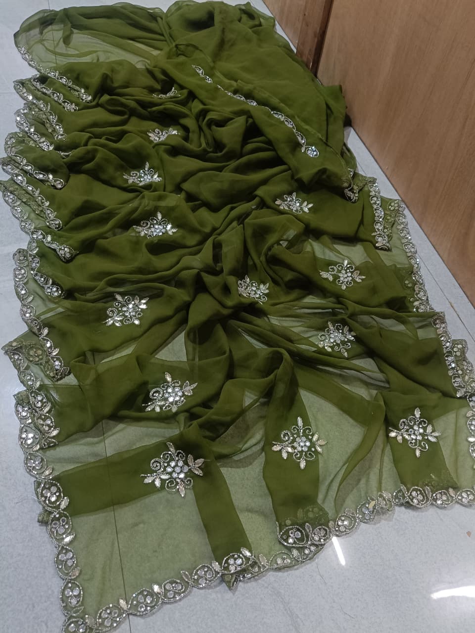 PCD New Premium Pure Georgette Festive Saree with Traditional Gota Patti Work