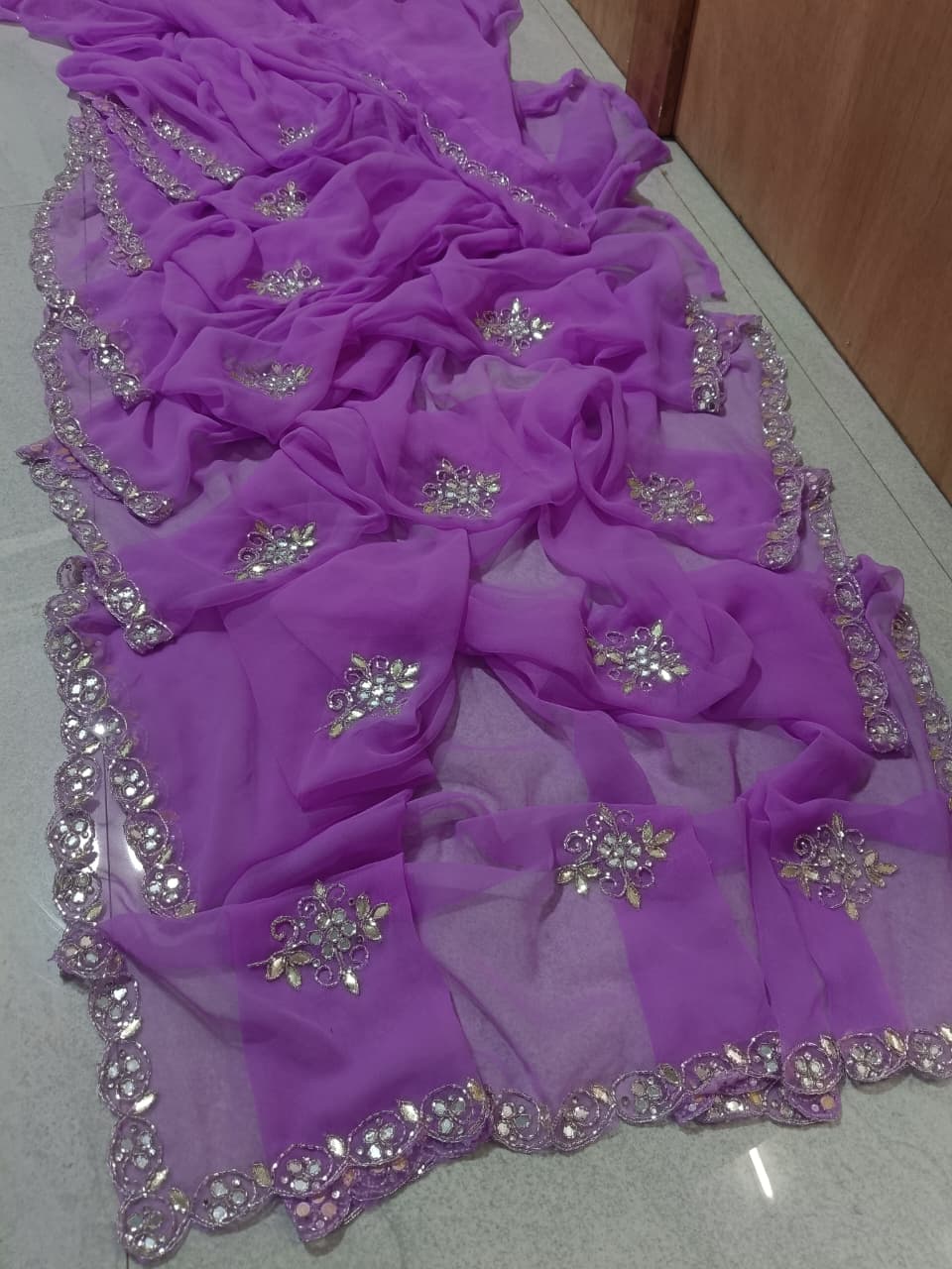 PCD New Premium Pure Georgette Festive Saree with Traditional Gota Patti Work