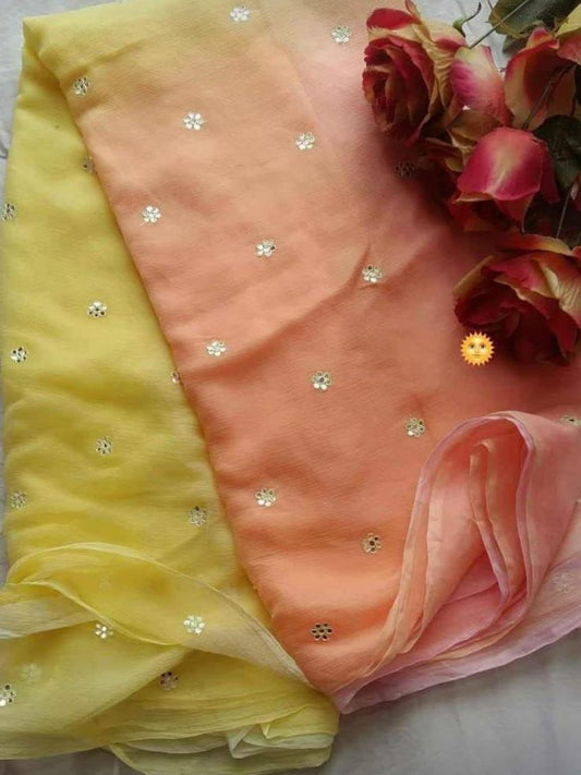 PCD Latest Chiffon Bollywood Style Gotapatti Work Saree ND