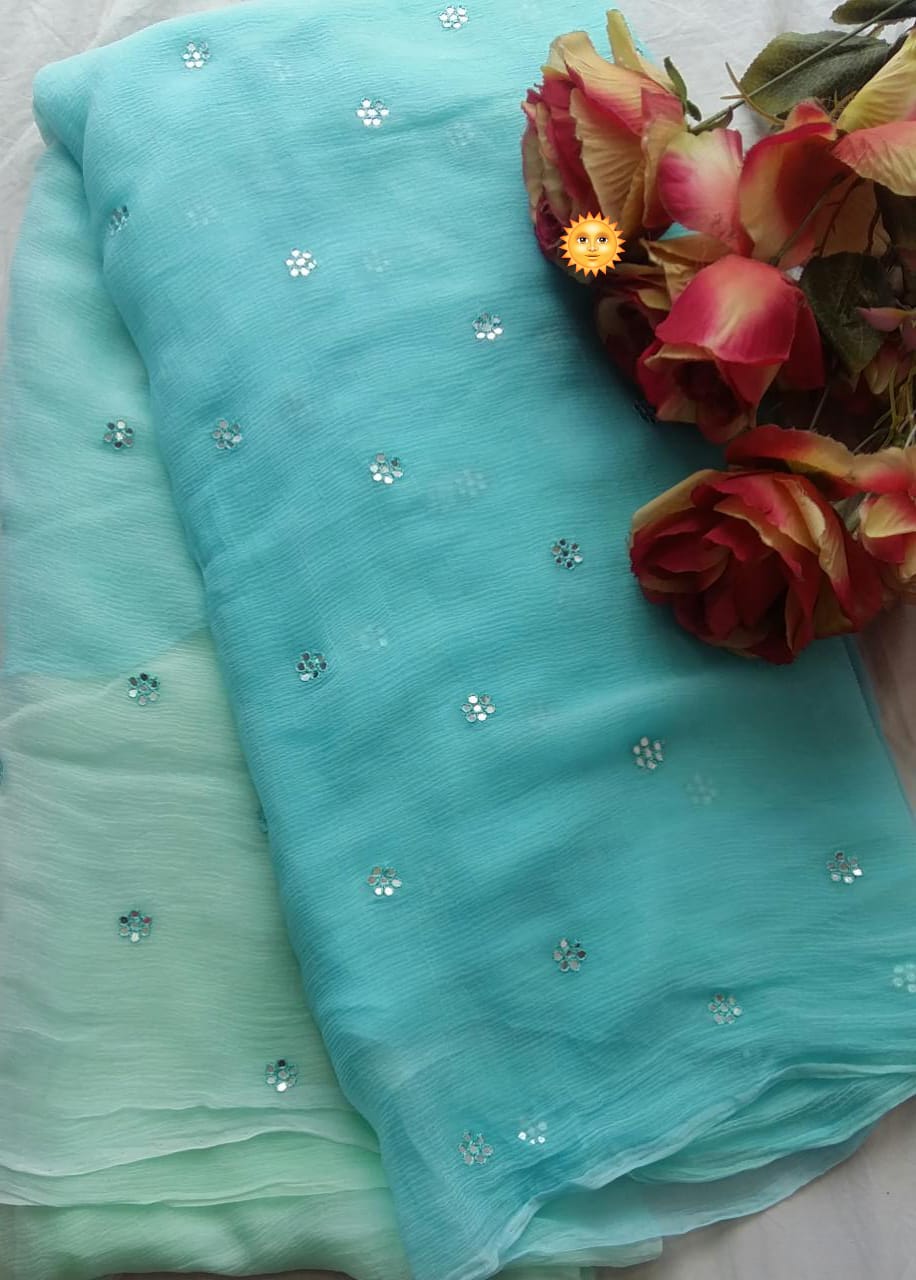 PCD Latest Chiffon Bollywood Style Gotapatti Work Saree ND