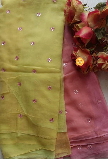 PCD Latest Chiffon Bollywood Style Gotapatti Work Saree ND