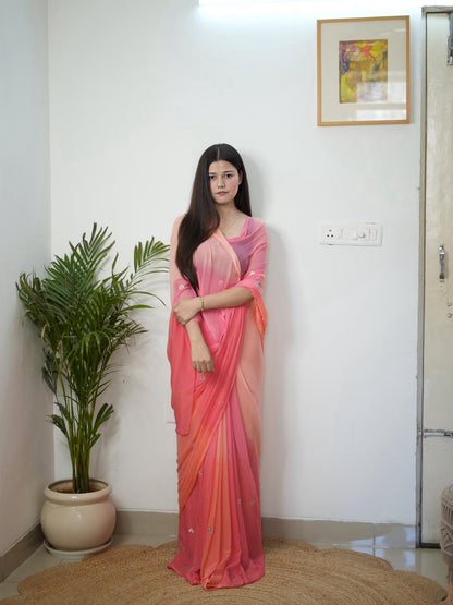 PCD Latest Chiffon Bollywood Style Gotapatti Work Saree ND