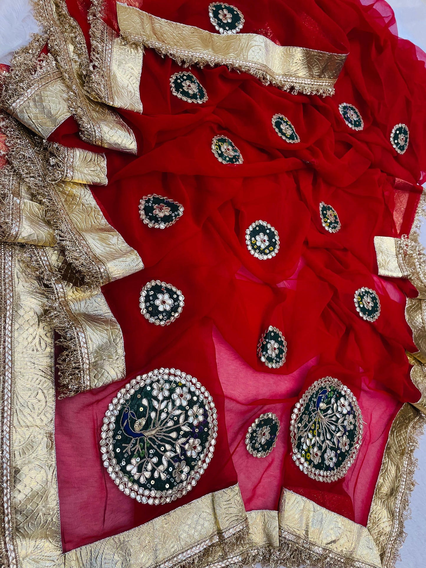 New Classic Georgette Saree Featuring Handcrafted Kacha Gota Patti Work