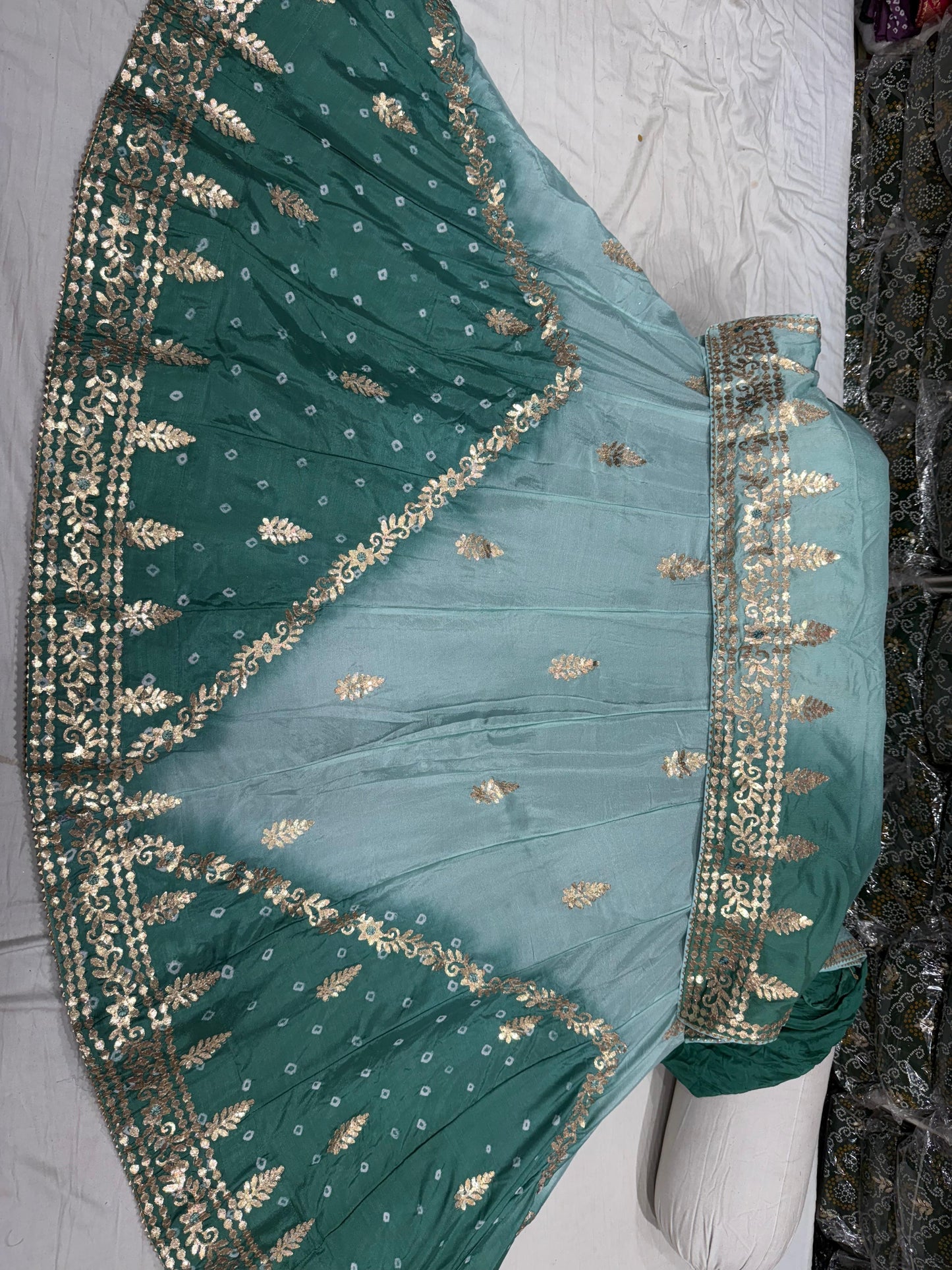 PCD New Launch Chinon silk with Cutdana gotapatti Handwork Lehenga THAKUJI