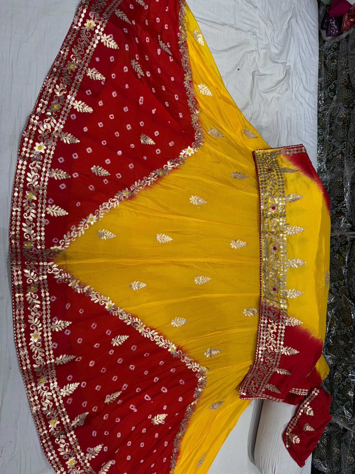 PCD New Launch Chinon silk with Cutdana gotapatti Handwork Lehenga THAKUJI