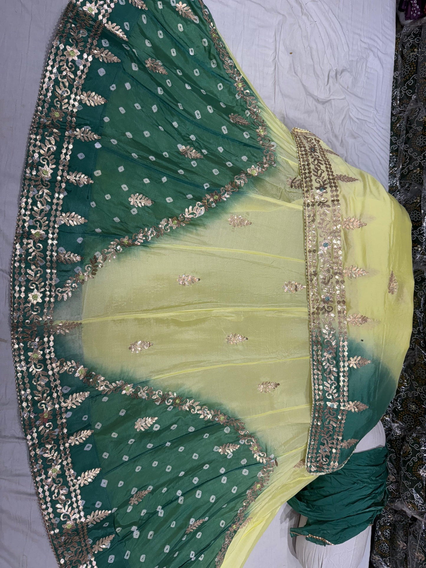PCD New Launch Chinon silk with Cutdana gotapatti Handwork Lehenga THAKUJI