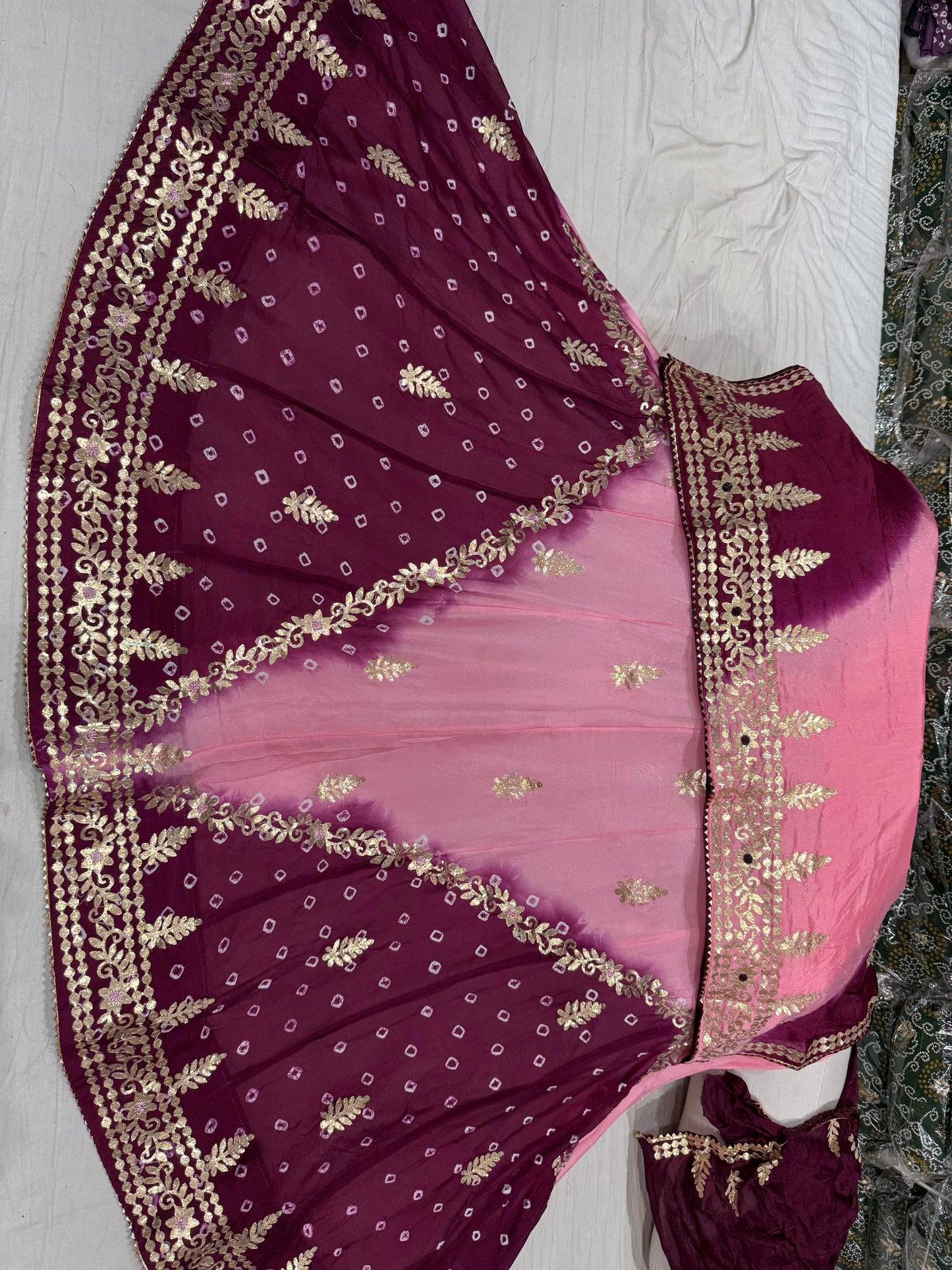 PCD New Launch Chinon silk with Cutdana gotapatti Handwork Lehenga THAKUJI