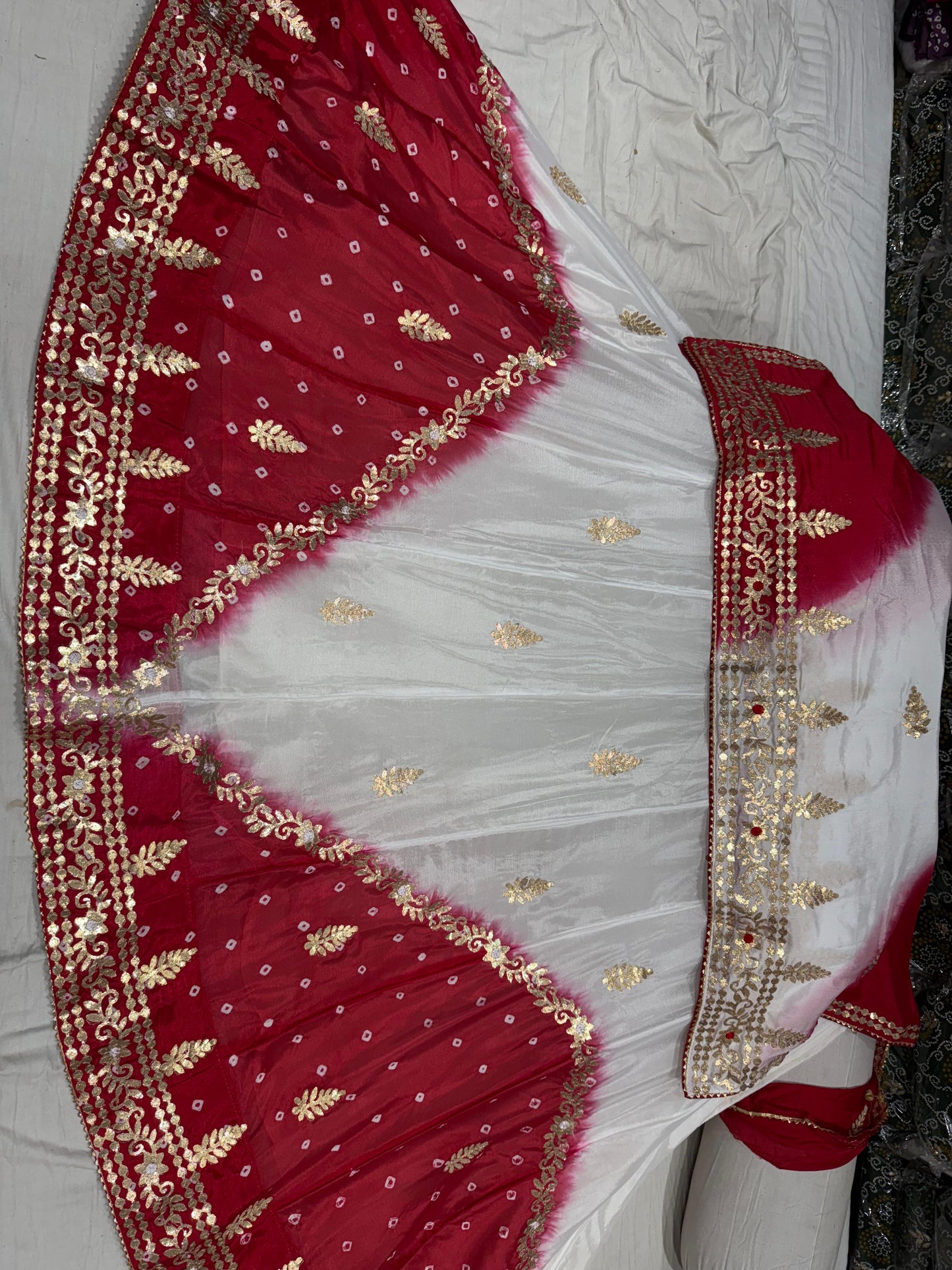 PCD New Launch Chinon silk with Cutdana gotapatti Handwork Lehenga THAKUJI