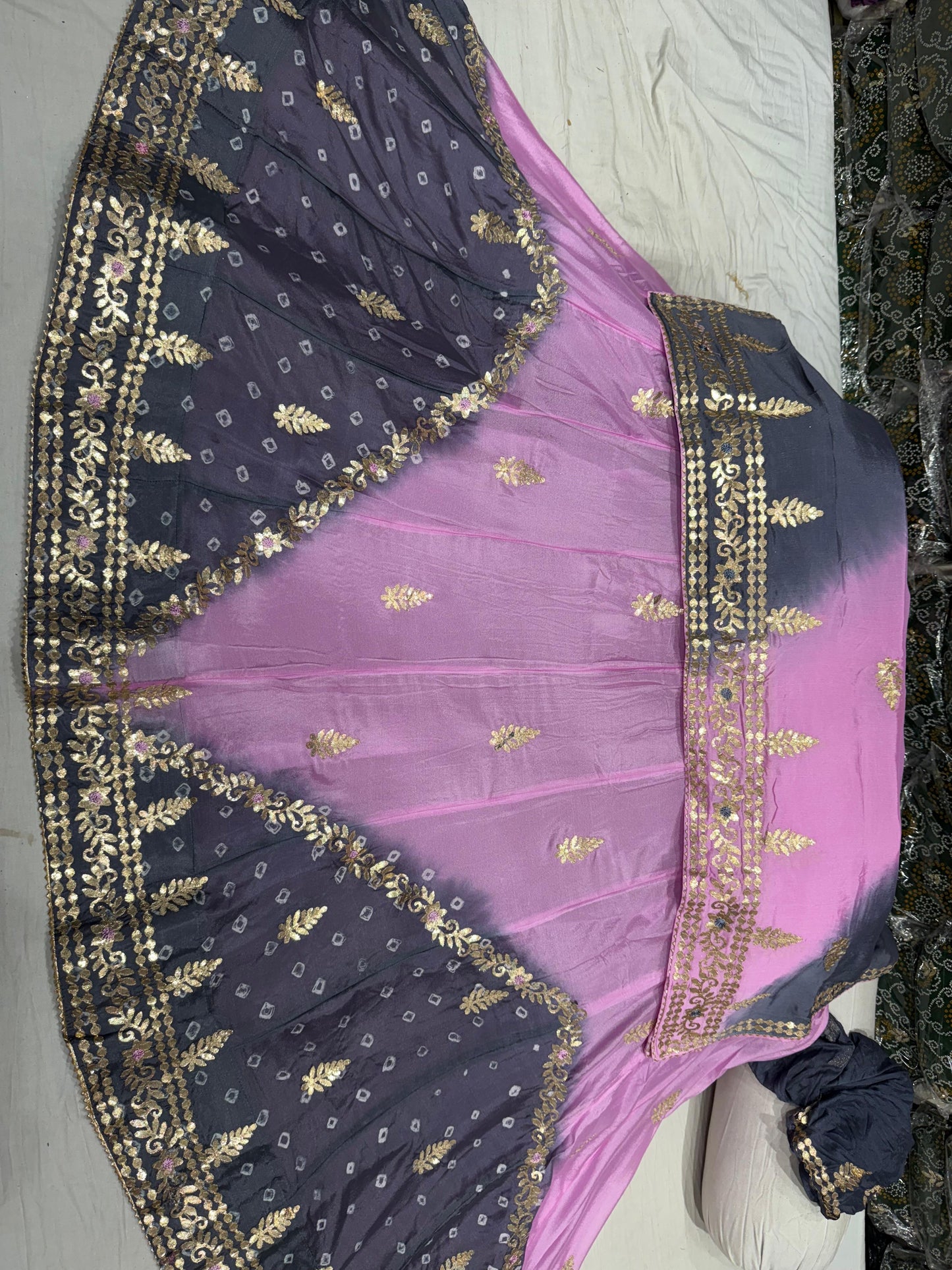 PCD New Launch Chinon silk with Cutdana gotapatti Handwork Lehenga THAKUJI