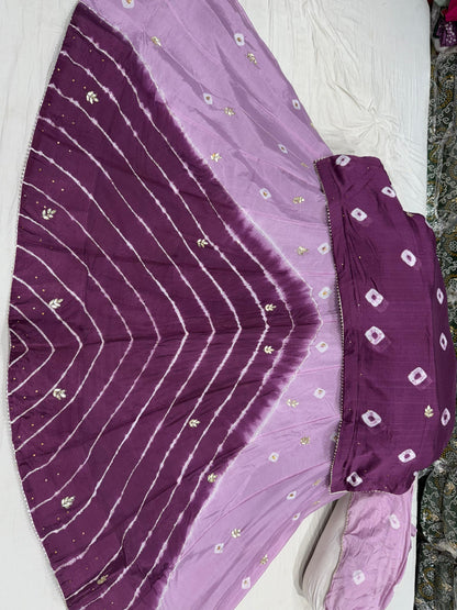 PCD New Launch Chinon Bandhej Design With Cutdana Gotapatti Work Lehenga THAKUR JI