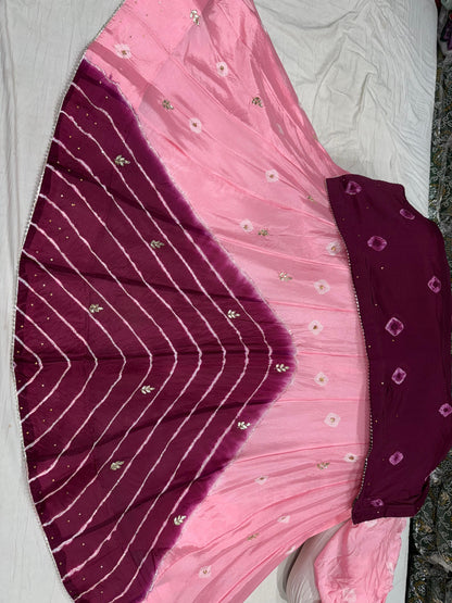PCD New Launch Chinon Bandhej Design With Cutdana Gotapatti Work Lehenga THAKUR JI