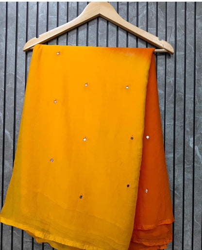 PCD Latest Chiffon Bollywood Style Mirror Work Saree VJ