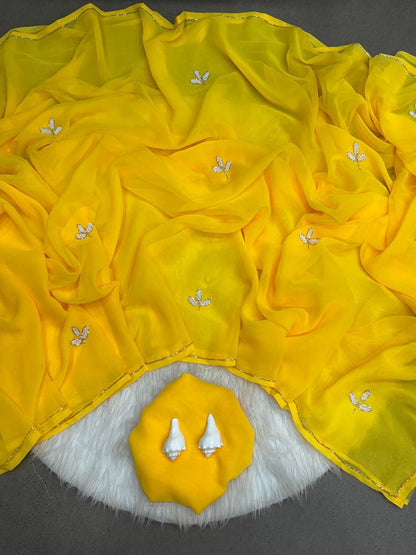 PCD Latest Chiffon Bollywood Style Moti Work Saree vj