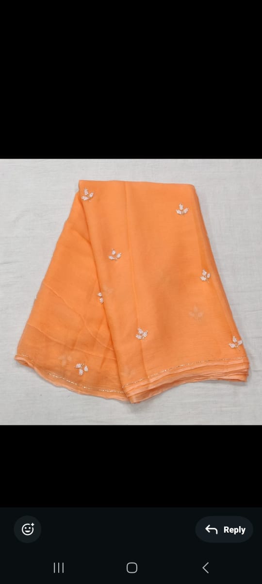 PCD Latest Chiffon Bollywood Style Moti Work Saree vj
