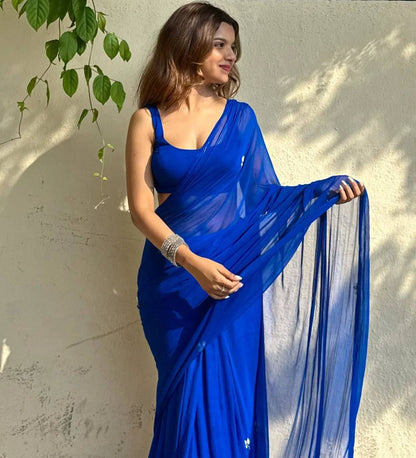 PCD Latest Chiffon Bollywood Style Moti Work Saree vj