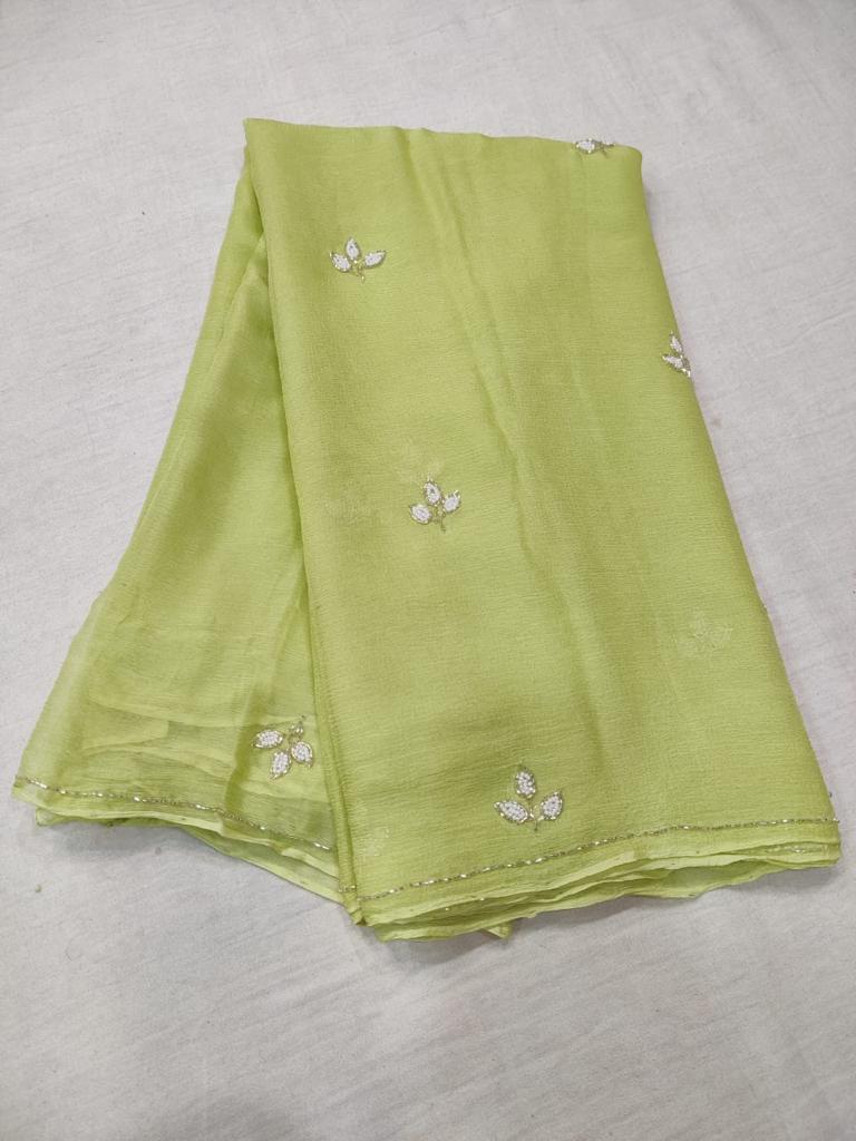 PCD Latest Chiffon Bollywood Style Moti Work Saree vj