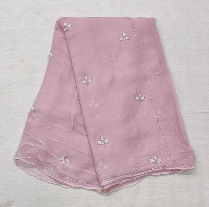 PCD Latest Chiffon Bollywood Style Moti Work Saree vj