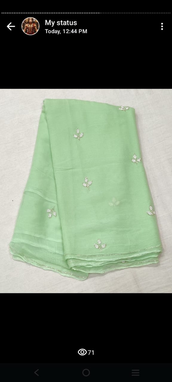 PCD Latest Chiffon Bollywood Style Moti Work Saree vj