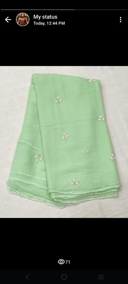 PCD Latest Chiffon Bollywood Style Moti Work Saree vj