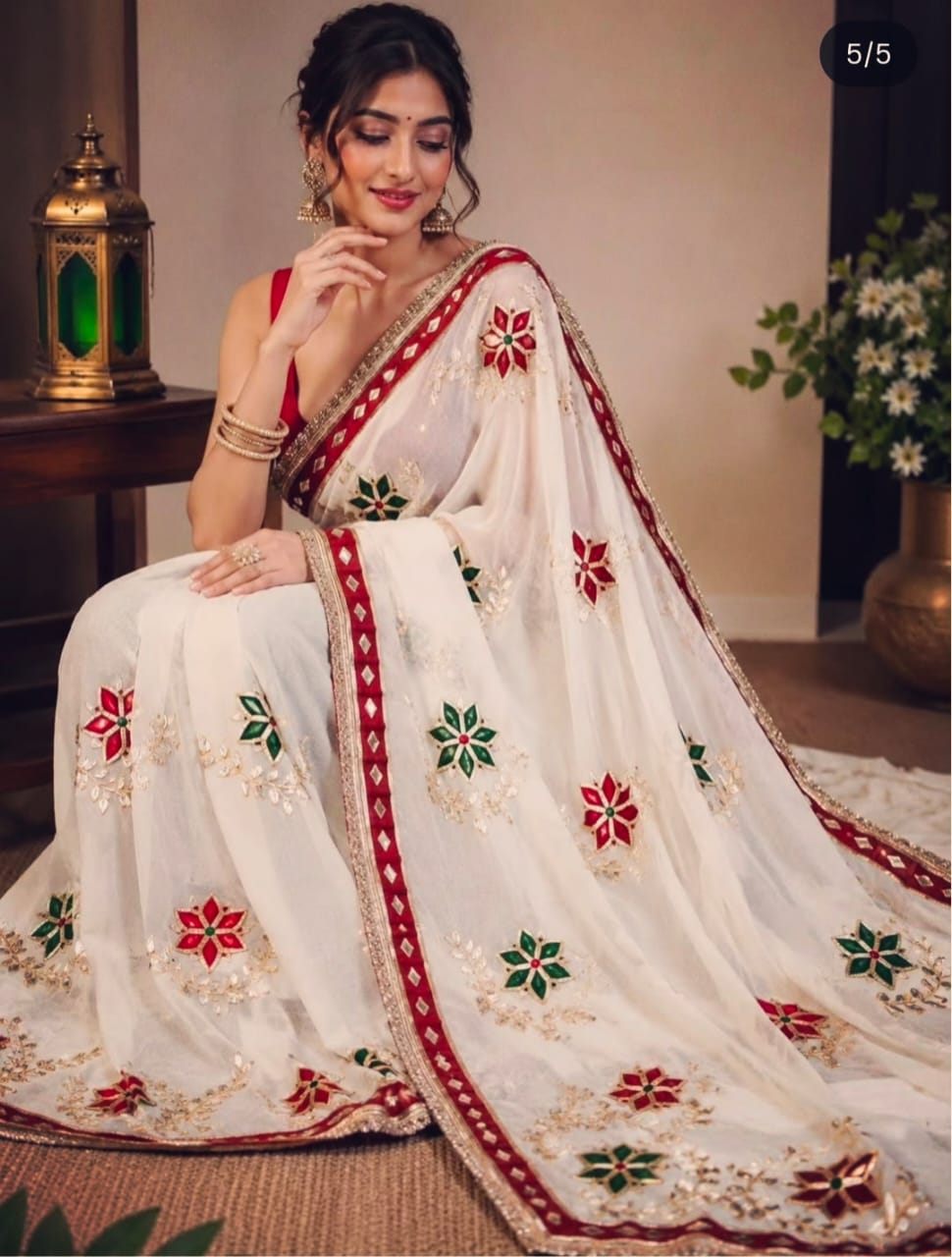 Pcd New Classic Georgette Saree Featuring Handcrafted Kacha Gota Patti Jal Work