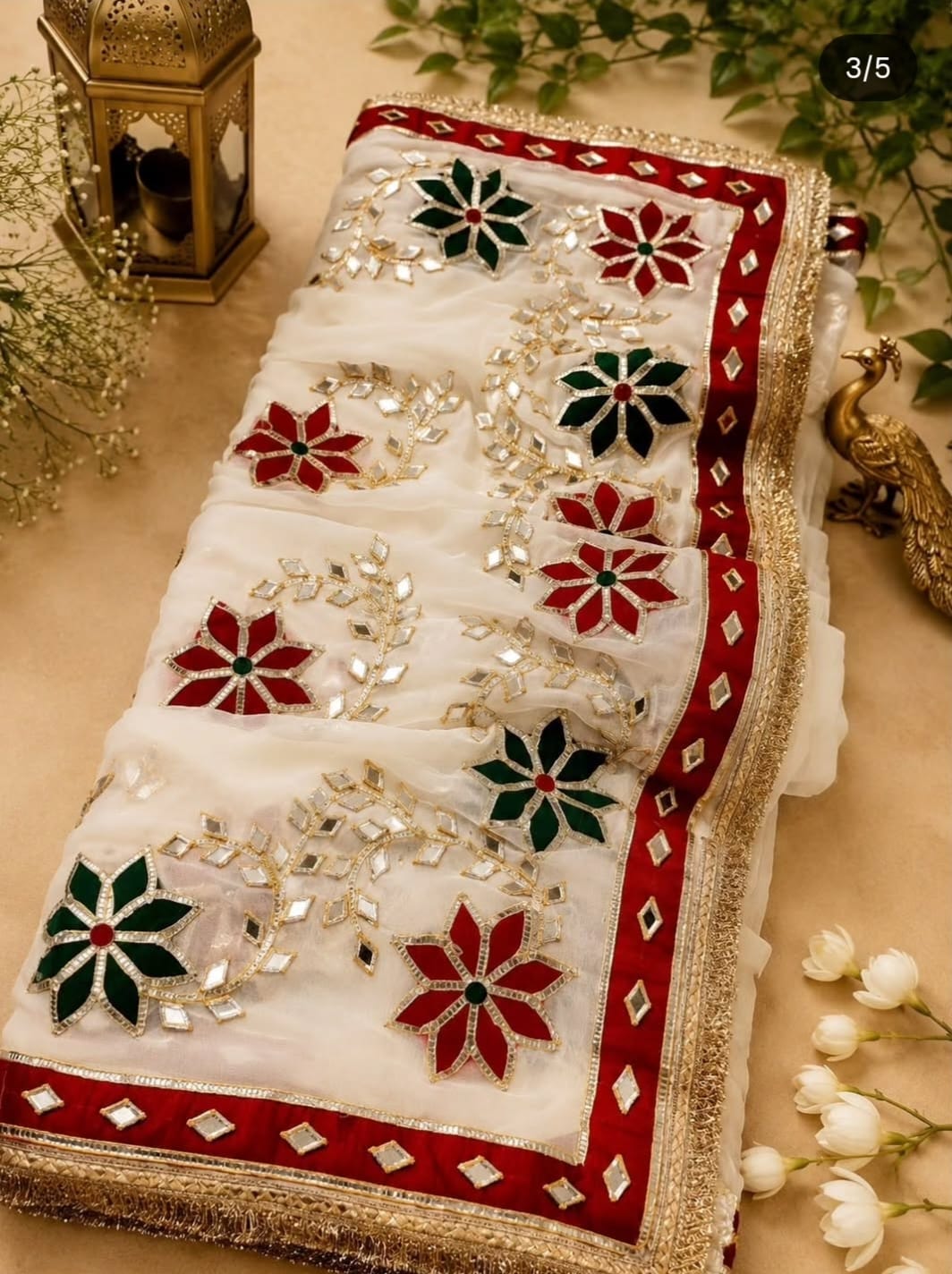 Pcd New Classic Georgette Saree Featuring Handcrafted Kacha Gota Patti Jal Work