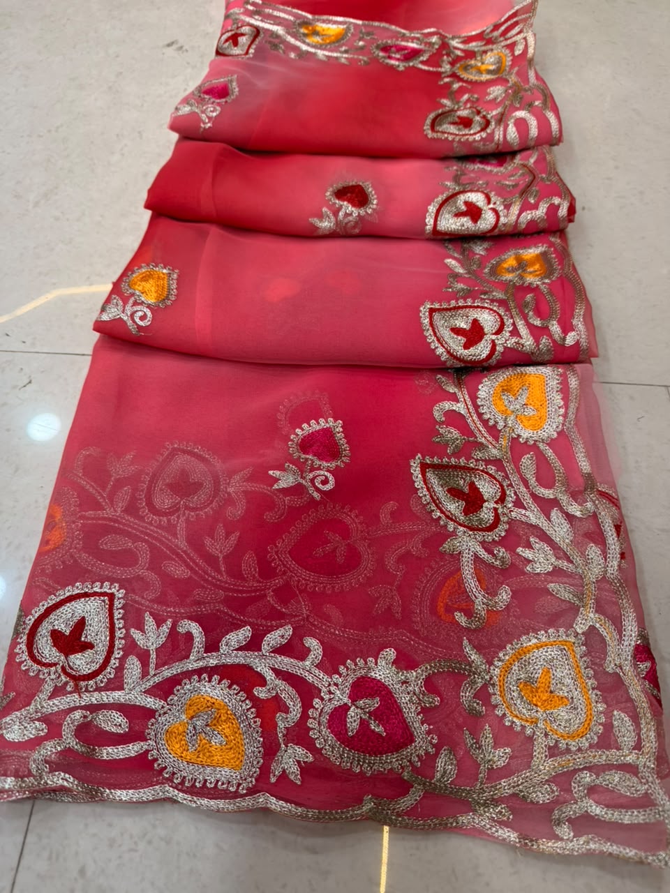 PCD New Georgette Multi Colour Pitta Work Saree SRT