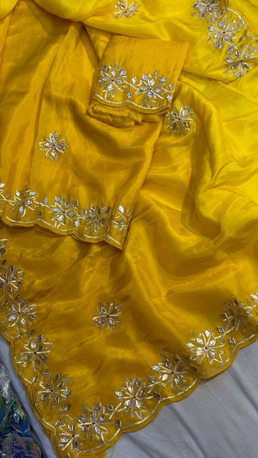 PCD Fabric pure upara silk saree Gota Petti work