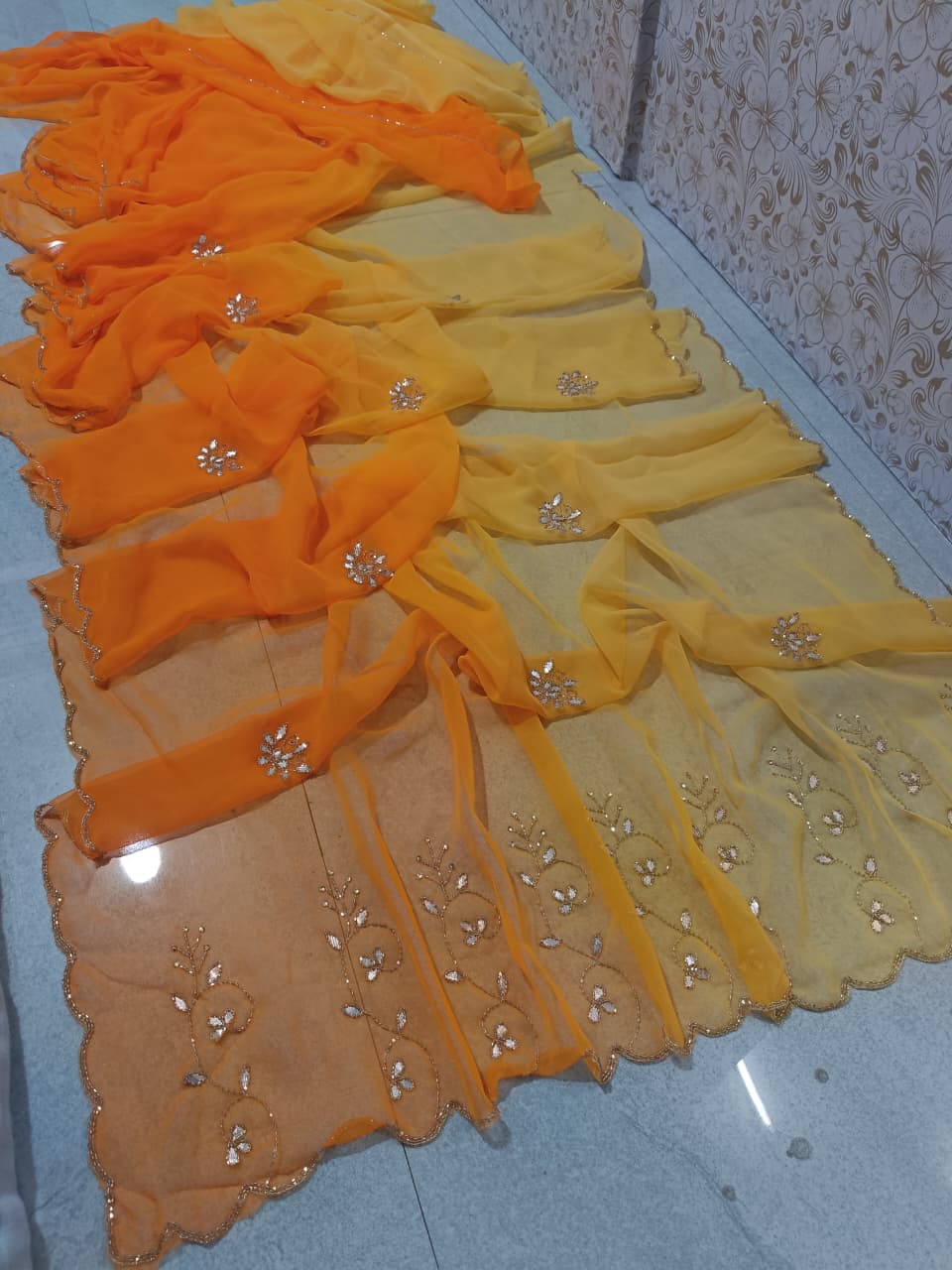 PCD Summer Special Rajasthani Royal Georgette Multicolour Cutdana work Sarees By vj