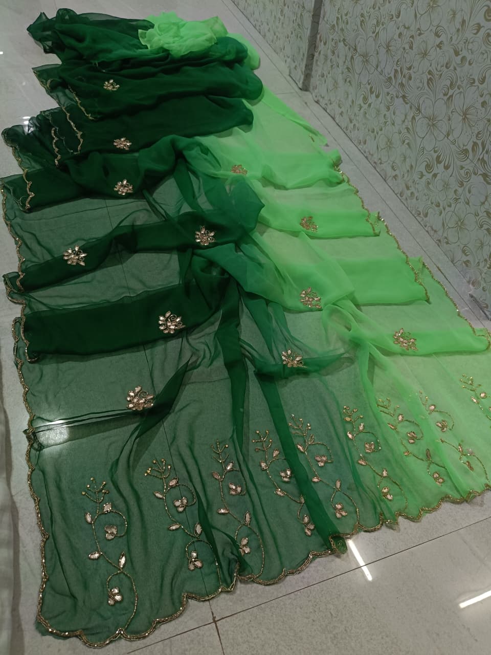 PCD Summer Special Rajasthani Royal Georgette Multicolour Cutdana work Sarees By vj