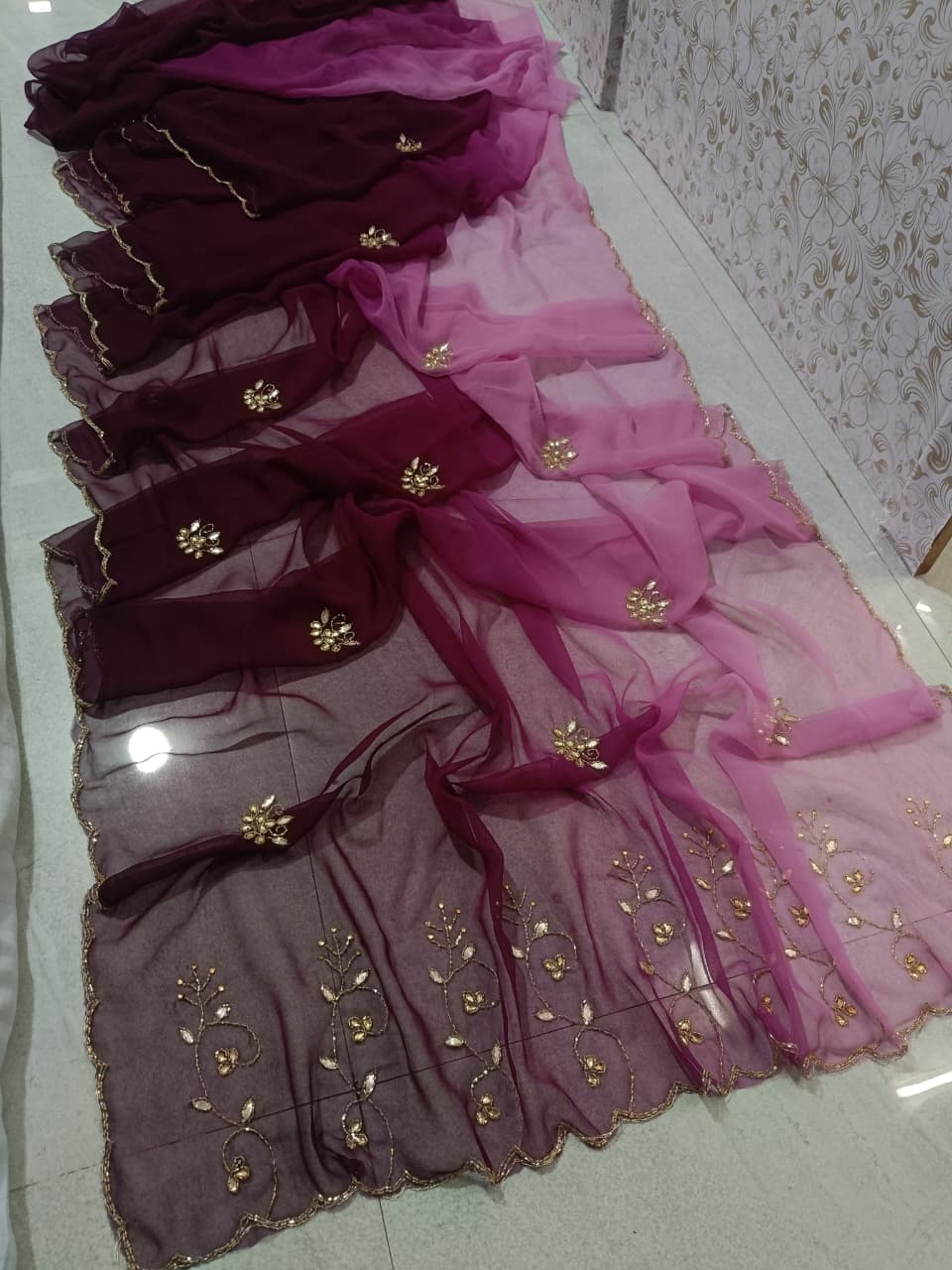 PCD Summer Special Rajasthani Royal Georgette Multicolour Cutdana work Sarees By vj
