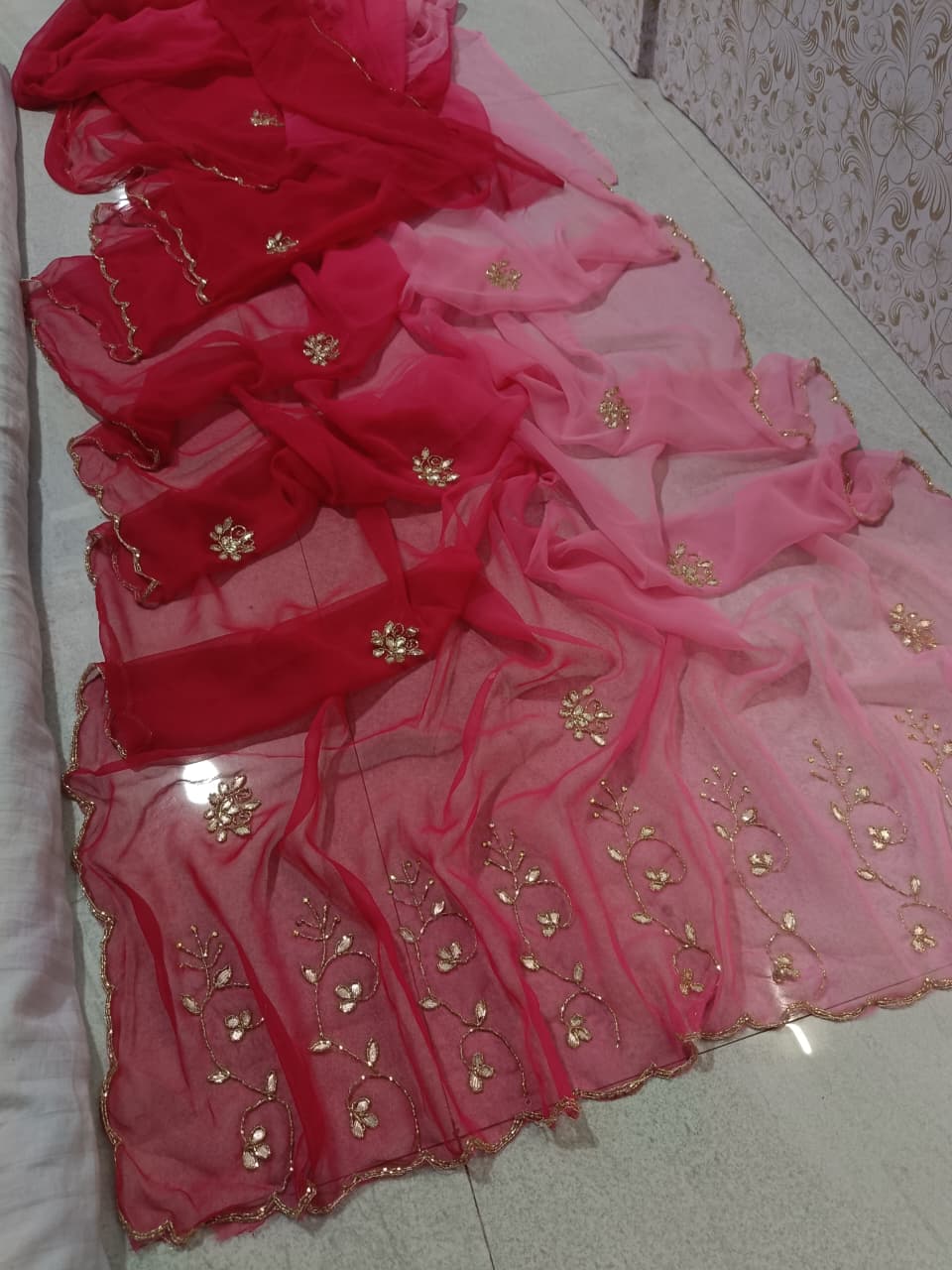 PCD Summer Special Rajasthani Royal Georgette Multicolour Cutdana work Sarees By vj