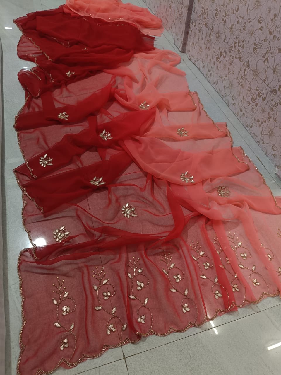 PCD Summer Special Rajasthani Royal Georgette Multicolour Cutdana work Sarees By vj