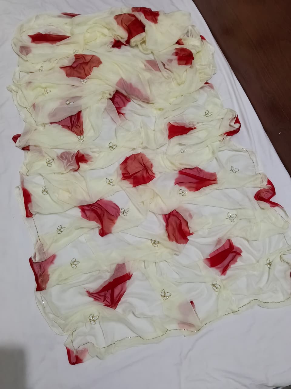 Premium Chiffon Saree with Beautiful Cutdana Work BY PCD