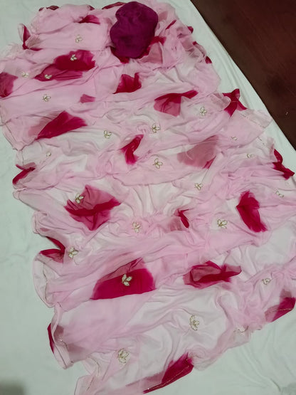 Premium Chiffon Saree with Beautiful Cutdana Work BY PCD