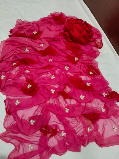 Premium Chiffon Saree with Beautiful Cutdana Work BY PCD