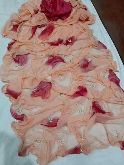 Premium Chiffon Saree with Beautiful Cutdana Work BY PCD