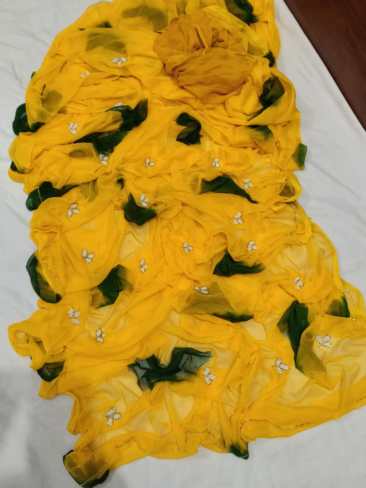 Premium Chiffon Saree with Beautiful Cutdana Work BY PCD