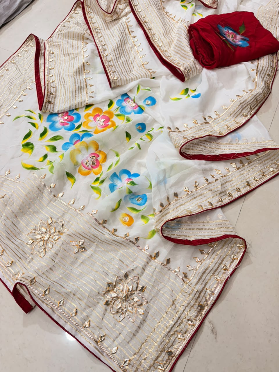 PCD Premium Floral Handbrush Print Pure H.O. Silk Saree For Festive Celebrations