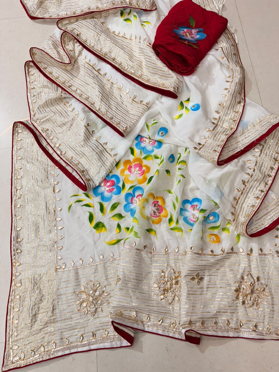 PCD Premium Floral Handbrush Print Pure H.O. Silk Saree For Festive Celebrations