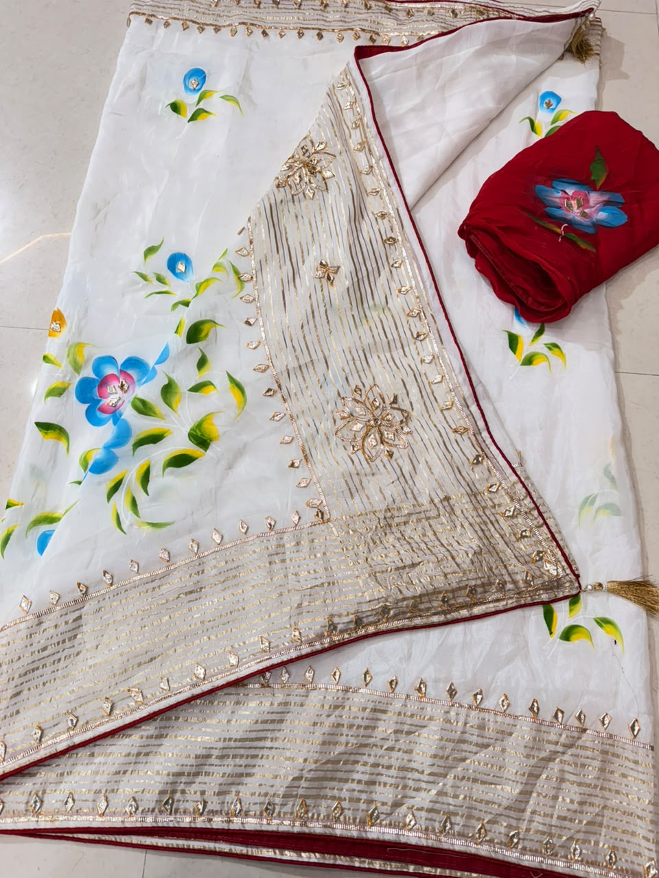 PCD Premium Floral Handbrush Print Pure H.O. Silk Saree For Festive Celebrations